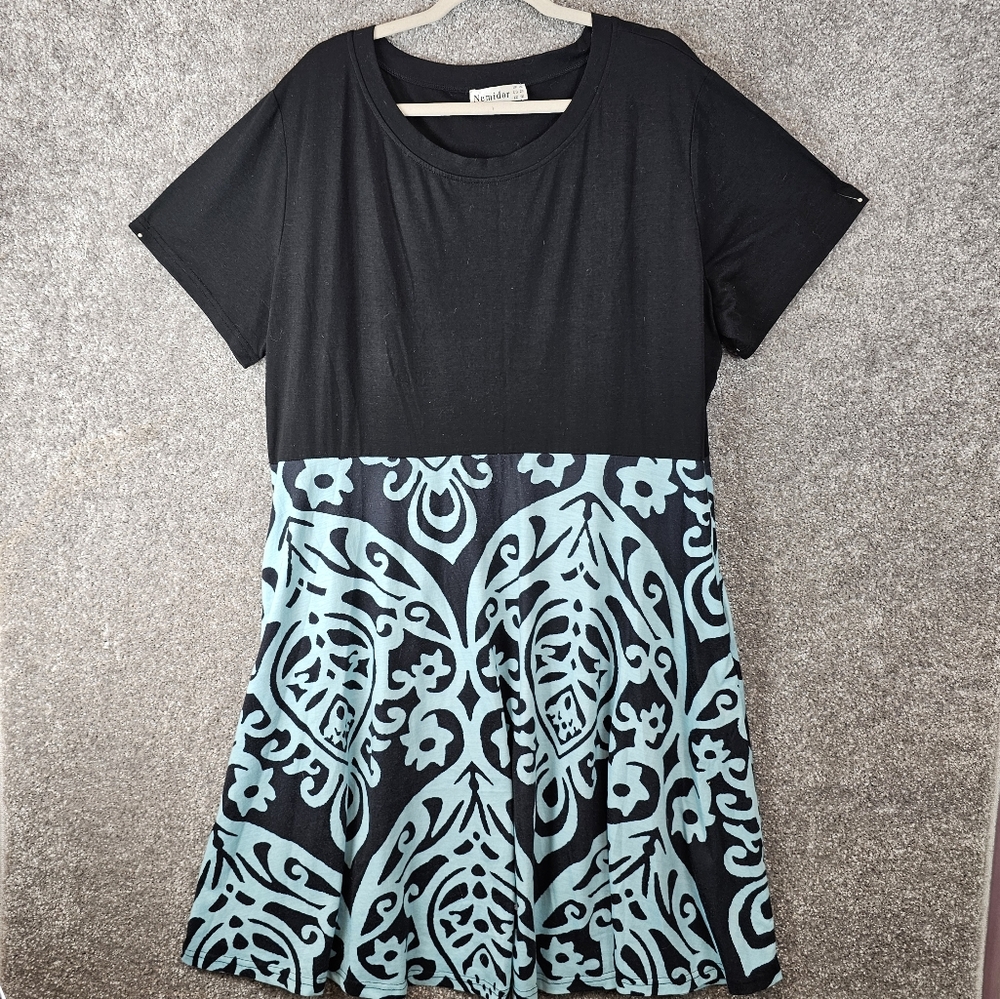 Nemidor Dress Womens 28 Black Teal Career Whimsical Teacher Classiccore